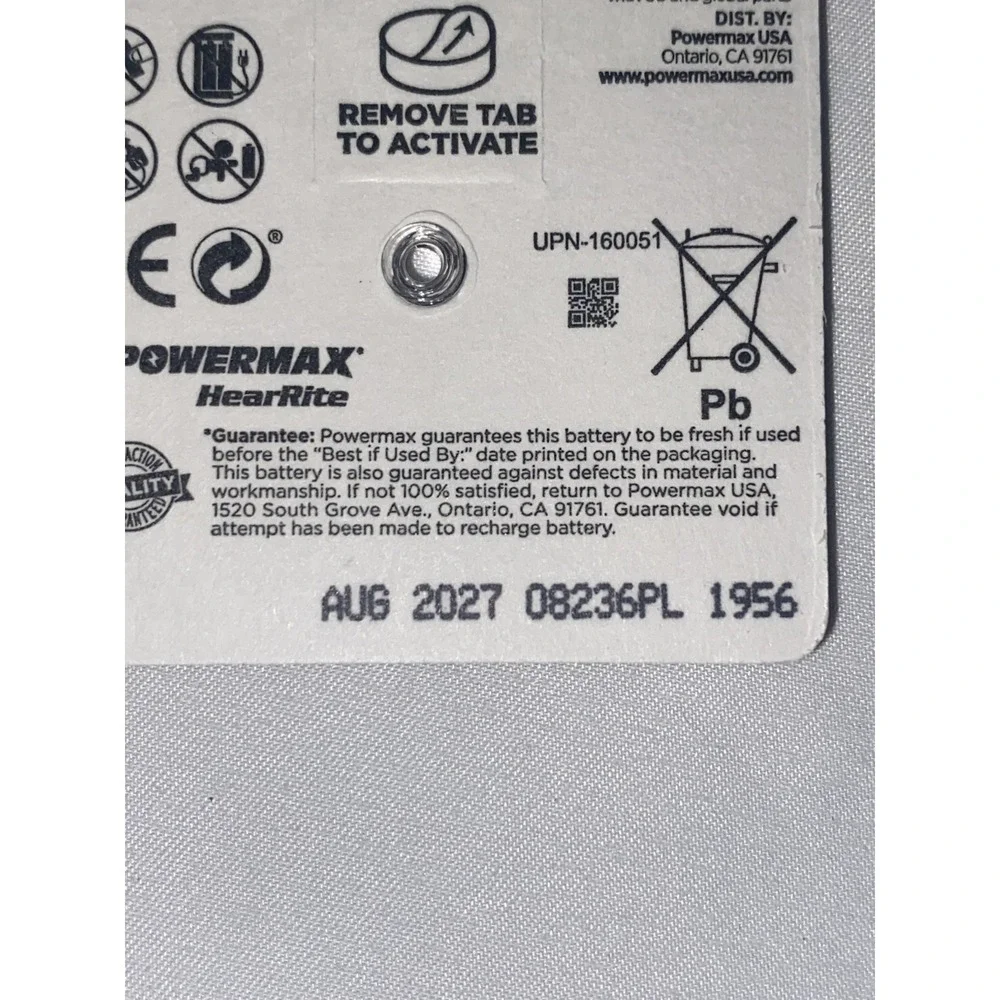 Powermax Size 312 Hearing Aid Batteries, Brown Tab 32-Count‎ | Expire April 2027
